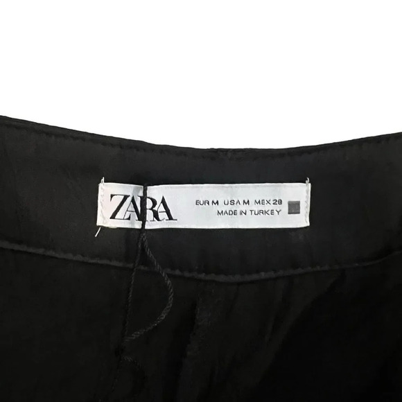 NWT Zara Size Medium Black Silky Trousers - Picture 2 of 3